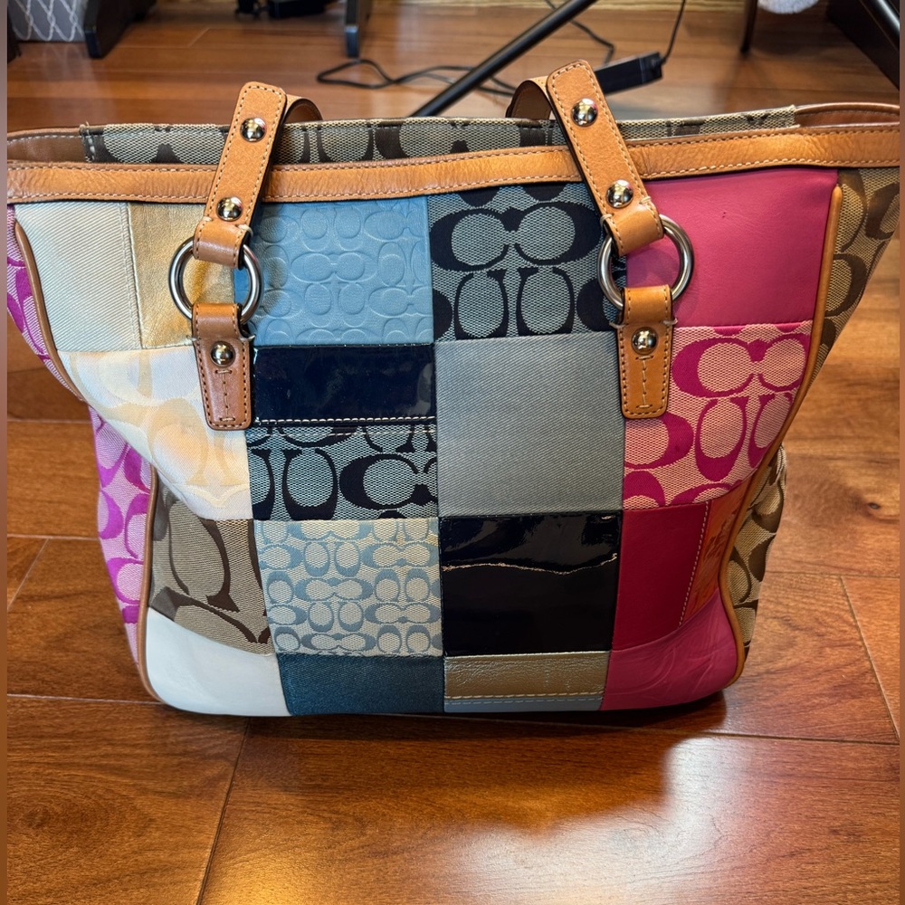 Coach Y2k Multicolor Patchwork Tote & Matching Wa… - image 2